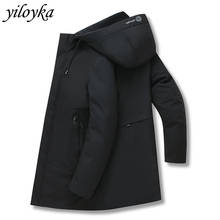Зимняя куртка, Мужская парка, пальто с принтом, Толстые мужские куртки с капюшоном, пальто, теплое, утолщенное, мужское пальто, ветрозащитная верхняя одежда, съемный капюшон 2024 - купить недорого