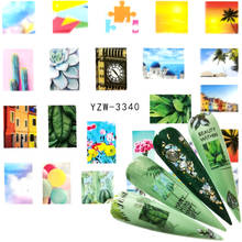 2022 1 PC Water Nail Stickers Geometric Sunset Ethnic Style Designs Sliders For Nail Decals DIY Manicure 2024 - buy cheap