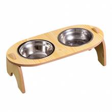 2021 New Elevated Double Single Dog Bowls Pet Feeding Dish Stainless Steel Basin For Puppy Cat Food Water Bowl Pet Supplies 2024 - buy cheap