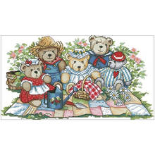 Picnic bear patterns counted 11CT 14CT 18CT Cross Stitch Set DIY Chinese Cross-stitch Kits Embroidery Needlework Home Deco 2024 - buy cheap