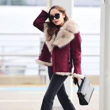 Inverno feminino jaqueta real casaco de pele do falso roupas femininas moda grossa jaquetas de couro falso + gola de pele 20090 2024 - compre barato