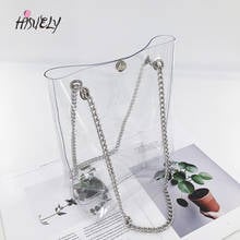 HISUELY Hot Sale Hologram Transparent Plastic Handbag Beach Shoulder Bag Women Trend Tote Jelly Fashion PVC Clear Bag Funny Q6 2024 - buy cheap