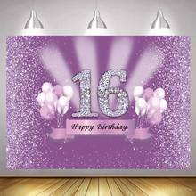 Сладкий 15 16 18th день рождения блеск бриллиантов фотографии фон с воздушными шарами украшения стола для торта постер на стену, виниловые фоны с изображением 2024 - купить недорого