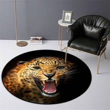 Tapete redondo de flanela com leopardo 3d, macio, lavável, para sala de estar, animais selvagens, esponja, sofá, área, quarto 2024 - compre barato