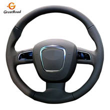 Capa preta para volante de carro em couro artificial, capa de volante para audi a3 (8p) 2003-2012 a4 (b8) 2008-a5 2006-2012 a6 (c6) 2005-2012 2024 - compre barato