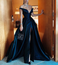 Off The Shoulder High Slit Prom Evening Dresses Long V-Neck Vestidos De Gala Abiye Gece Elbisesi Black Formal Party Dresses 2024 - buy cheap