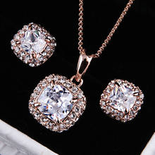 ZHOUYANG-Conjunto de pendientes, joyería y Collar para boda, Color oro rosa, de alta calidad, hecho con cristales austriacos 2024 - compra barato