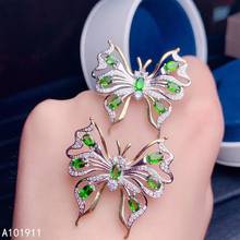 KJJEAXCMY fine jewelry 925 sterling silver inlaid Natural diopside pendant necklace Female  butterfly supports test trendy 2024 - buy cheap