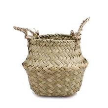 Straw Basket Seaweed Woven Cosmetic Storage Bag Handmade Folding Seagrass Basket Household Supplies 2024 - buy cheap