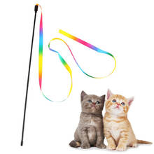 Cat Teaser Stick Toys Kitten Dog Funny Wand String Interactive Rainbow Ribbon Interactive Toy Double-sided Rainbow Cat Stick 2024 - buy cheap