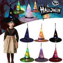 Fashion Halloween Witch Hat Led Light Up Glowing in Dark Witches Hat Hanging Halloween Decor Glow Party Supplies 2024 - buy cheap