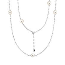 Luminous Dainty Droplets Chain Necklaces For Women White Pearls 925 Sterling Silver Necklaces Women Collier Jewelry Wholesales 2024 - buy cheap