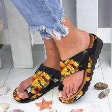 Sandálias de girassol femininas, chinelos coloridos de girassol, da moda, para mulheres, com dedos abertos, sapatos de praia, sandálias romanas 2024 - compre barato