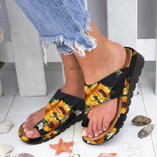 Zapatos planos de moda para mujer, cuñas de zapatillas de girasol de colores, sandalias con estampado de Punta abierta, zapatos de playa, zapatillas romanas, sandalias 2024 - compra barato