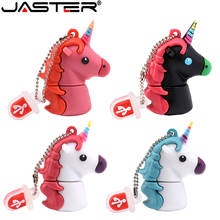Jaster pendrive de unicórnio, cores, cavalo, usb 2.0, desenho animado, hipocampo, real, 4g, 8g, 16g, 32g, 64gb 2024 - compre barato