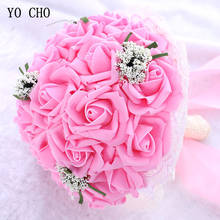 YO CHO Artificial Rose Flower Bridal Bouquet Wedding Bouquet Roses Bridesmaid Bouquet Fake Rose Marriage Wedding Bouquet Flowers 2024 - buy cheap