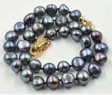 NEW 12-13mm south sea black baroque pearl necklace 18" leopard Clasp 2024 - buy cheap