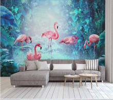 Papel de parede personalizado 3d, decoração de parede estilo nórdico, minimalista, tropical, flamingo, fundo para parede 2024 - compre barato