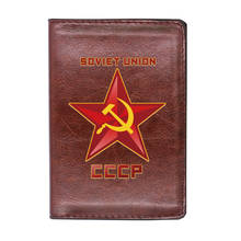 High Quality Leather Vintage Soviet Red Star Printing Travel Passport Cover ID Credit Card Case 2024 - buy cheap