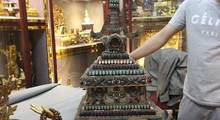 26 тибетская Медная Инкрустация Бирюзовый Коралл Рубин берилл драгоценный камень буддийская Пагода башня Ступа 2024 - купить недорого