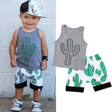 Conjunto de roupas de verão para meninos, roupas recém-nascidas de 0 a 3 anos, com colete de cacto e calções, 2 peças 2024 - compre barato