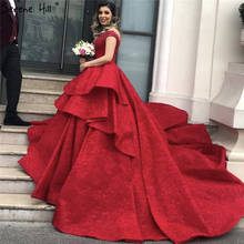 Dubai Wind Red Vintage Wedding Dress 2019 Luxury Sequined Ruffles Lace Sweetheart Bridal Gowns Custom Made Serene Hill CHA2220 2024 - buy cheap