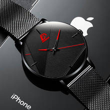 reloj hombre 2021 Fashion Watches Men Classic Black Ultra Thin Stainless Steel Mesh Belt Quartz Wrist Watch relogio masculino 2024 - buy cheap