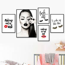 Makeup Girl Wall Pictures Art Print Fashion Beauty Canvas Painting Red Lip Art Poster Eyelash Wall Decor Artwork 2024 - buy cheap