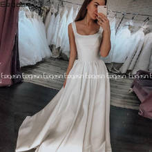 Simple Wedding Dresses Long A-line Beach Wedding Gowns White Ivory Pleat Satin Boho Bridal Dress Vestido de novia 2024 - buy cheap