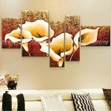 Arthyx-pintura al óleo sobre lienzo de arte floral para decoración del hogar, cuadro de pared moderno para sala de estar, pintado a mano, 5 unids/set por Set 2024 - compra barato