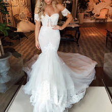 Lceland Poppy Sexy Mermaid Illusion Wedding Dresses Vestido De Noiva Strapless Lace Appliques Floor Length Bridal Gowns 2024 - buy cheap