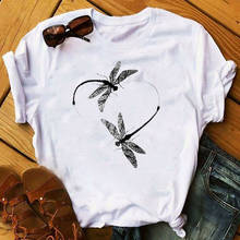 Camiseta de borboleta de verão, feminina, roupas adoráveis, camisetas, top legal, camiseta, manga curta, femme 2024 - compre barato