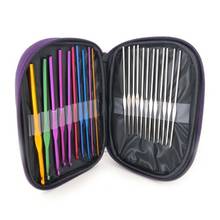 22 Pcs/Set Ergonomic Multi Colour Stainless Steel Crochet Hooks Yarn Knitting Needles 2-8mm Sewing Tools with Case 2024 - buy cheap