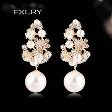FXLRY New French Vintage Flower White Flower Earring for Women For Women Jewelry 2024 - buy cheap