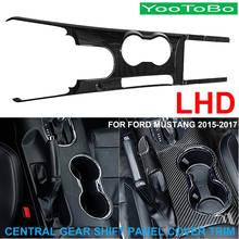 LHD-Panel de cambio de marchas Central para Ford Mustang, cubierta de fibra de carbono Real, Marco adhesivo embellecedor, Interior, 2015-2017 2024 - compra barato