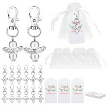 20 Sets White Angel Keychain Christmas Gift Bag with Thank You Card Tag for Wedding Birthday Home Party Decoration Baby Shower 2024 - buy cheap