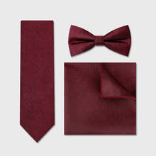 Top Quality Designer Brand Fashion Wine Red Bow Ties for Men Groom Wedding Party Necktie Bowtie Pocket Set With Gift Box 2024 - buy cheap