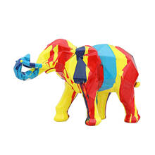 Figura de elefante de resina colorida, adorno artístico, decoración 2024 - compra barato