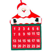 Calendario de Adviento de Navidad colgante de Papá Noel, calendario de adviento de cuenta atrás para pared, decoraciones navideñas de interior 2024 - compra barato