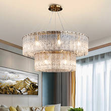 chandelier modern lamp living room home decor double frosted glass villa lobby round suspension luminaire 2024 - buy cheap