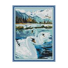 Swan Lake 2 Cross Stitch Kits Sale 14CT Printed Fabric 11CT Count Canvas DIY Handmade Embroidery Kits Needlework Sets Home Decor 2024 - buy cheap