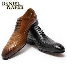 Zapatos de cuero con estampado geométrico para hombre, calzado FORMAL para oficina, boda, OXFORD, Punta puntiaguda, color negro y marrón 2024 - compra barato