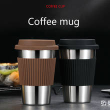 Stainless Steel Coffee Cups With Silicone Lids Non-slip Anti-scalding Sleeves Case Drinking Tumblers Beer Coffee Mugs Travel Mug 2024 - buy cheap