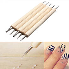 Fashion 5Pcs 2 Way Dual-ended Nail Dotting Pen Wooden Handle Rhinestone Studs Picker Wax Pencil Manicure Nail Art Tool 2024 - buy cheap