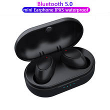 Мини Портативный TWS беспроводной Bluetooth 5,0 гарнитура спортивные настоящие стерео наушники для Iphone samsung Xiaomi 2024 - купить недорого