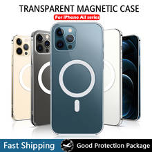 Прозрачный Магнитный чехол для Apple iPhone 12 Pro Max Mini, прозрачная задняя крышка с магнитом для iPhone 11 Pro XS Max X XR 12Pro Max 2024 - купить недорого