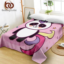 BeddingOutlet-sábana de cama de Panda, colcha de dibujos animados, Sábana plana de animales, 1 unidad, funda protectora de colchón de unicornio, cama doble de matrimonio completo 2024 - compra barato