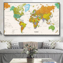 Mapa del mundo Retro, pintura en lienzo, mapa colorido, impresiones y carteles, Cuadros, imágenes artísticas de pared para sala de estar, decoración del hogar sin marco 2024 - compra barato