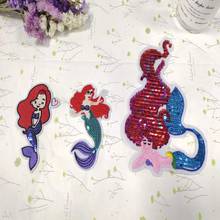 50pcs/lot Large Embroidery Patches Clothing Decoration Accessories Cute Mermaid Diy Iron Heat Transfer Applique 2024 - buy cheap