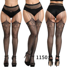 Women Sexy Lingerie Stripe Elastic Stockings Transparent Black Fishnet Bodysuit Stocking Thigh Sheer Tights Embroidery Pantyhose 2024 - buy cheap